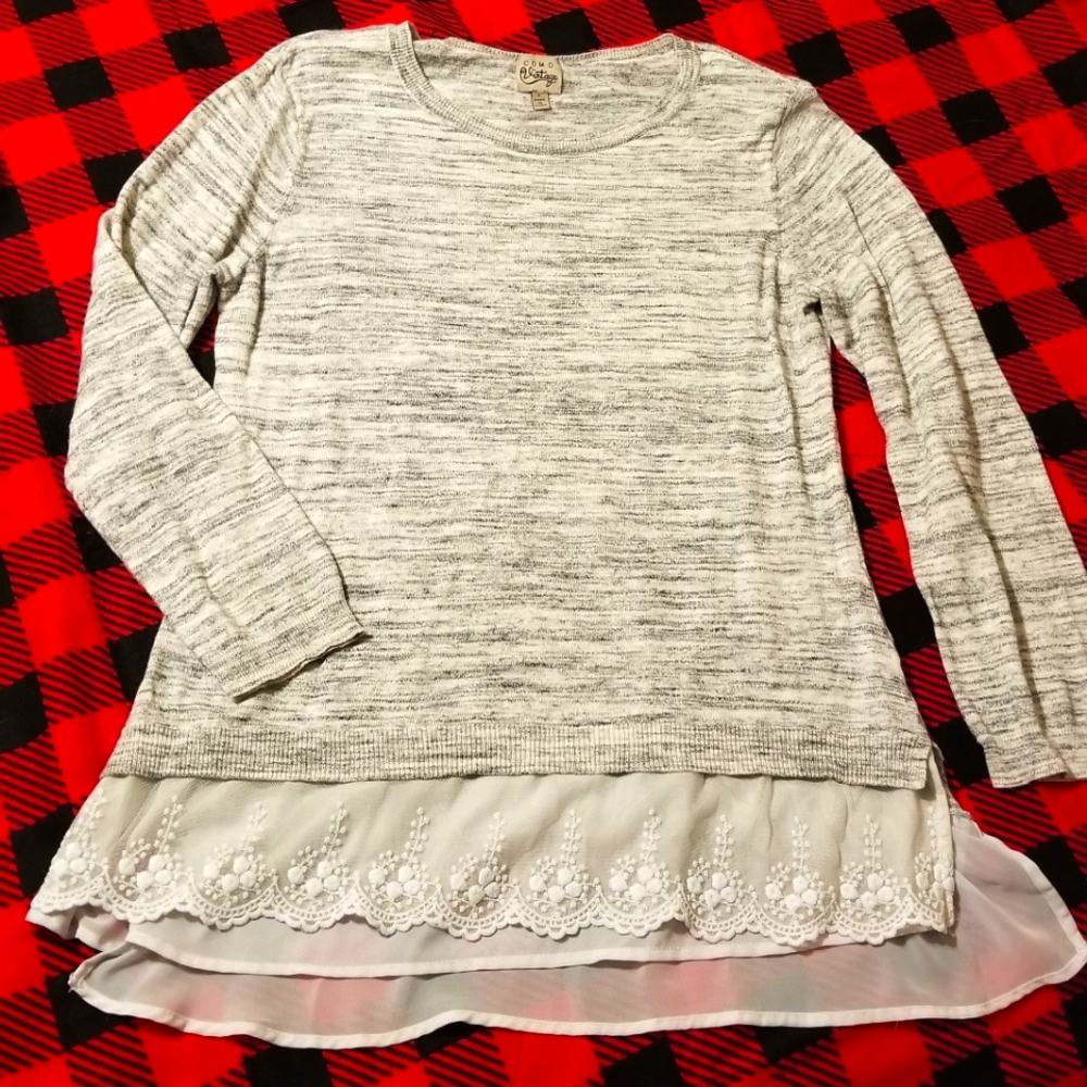Como Vintage, L, Light Grey Marble LS Sweater